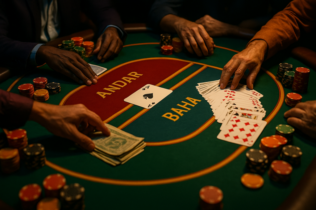 Andar Bahar card game table with players